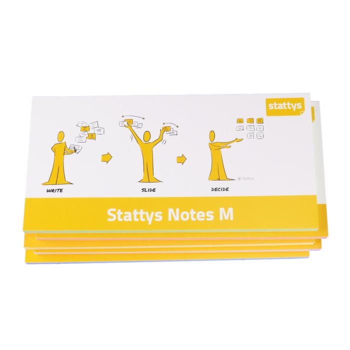 Stattys Notes M, pack of 5 colors, electrostatic self-adhesive moderation cards, self-adhesive notepaper, sticky magnetic notes, moderation card, stattys, sticky notes, statty, static notes, notepad, pad for drawing