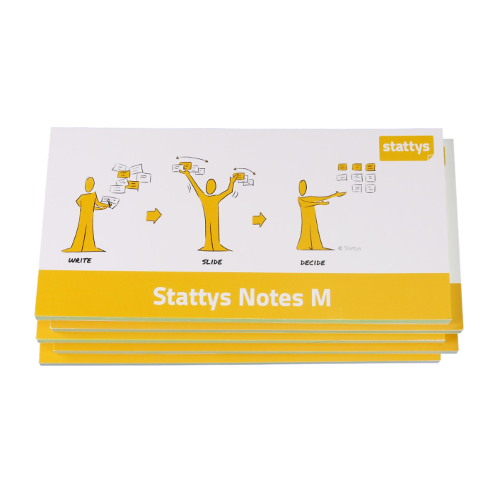 Stattys Notes M, pack of 5 green, electrostatic self-adhesive moderation cards, self-adhesive notepaper, sticky magnetic notes, moderation card, stattys, sticky notes, statty, static notes, notepad, pad for drawing