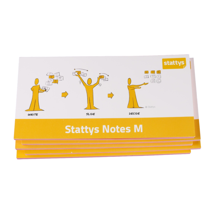 Stattys Notes M, pack of 5 orange, electrostatic self-adhesive moderation cards, self-adhesive notepaper, sticky magnetic notes, moderation card, stattys, stickynotes, stattys notes, statty, electrostatic foil, notepad, pad for drawing, office set, static