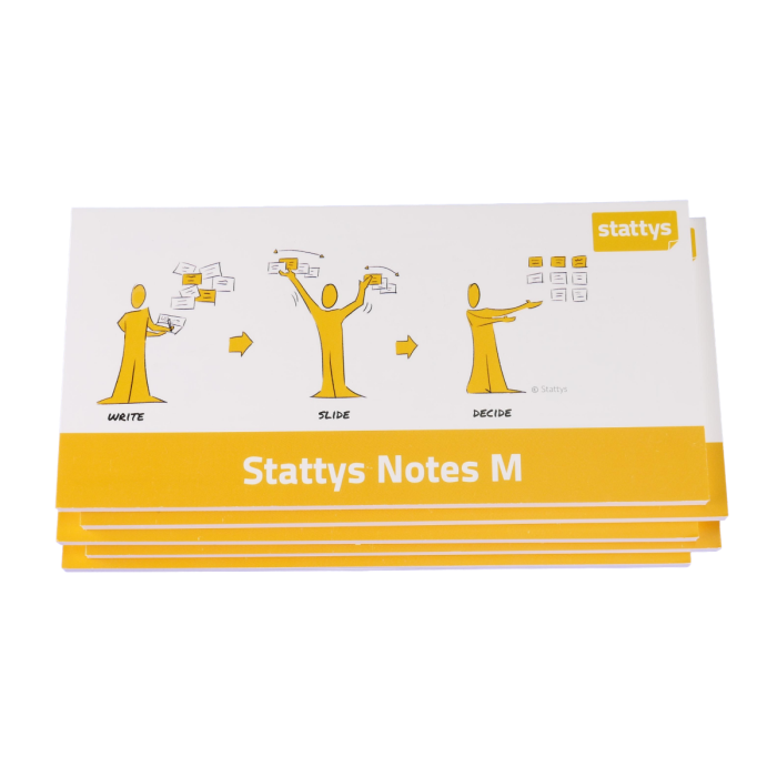 Stattys Notes M, pack of 5 white, electrostatic self-adhesive moderation cards, self-adhesive notepaper, sticky magnetic notes, moderation card, stattys, stickynotes, stattys notes, statty, electrostatic foil, notepad, pad for drawing, office set, static 