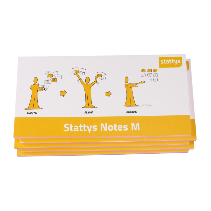 Stattys Notes M, pack of 5 pink, electrostatic self-adhesive moderation cards, self-adhesive notepaper, sticky magnetic notes, moderation card, stattys, stickynotes, stattys notes, statty, electrostatic foil, notepad, pad for drawing, office set, static n