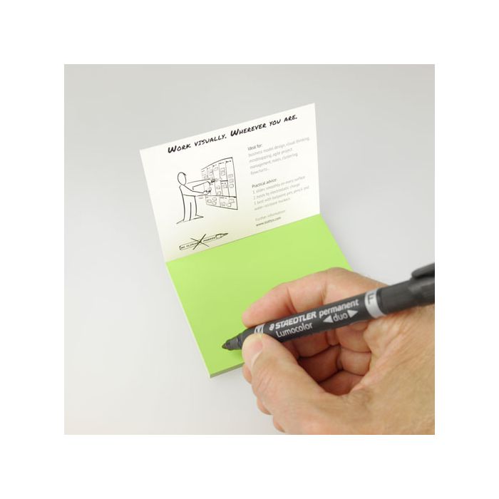 Stattys Notes S green, electrostatic self-adhesive moderation cards, self-adhesive notepaper, sticky magnetic notes, moderation card, stattys, stickynotes, stattys notes, statty, electrostatic foil, notepad, pad for drawing, office set, static notepad