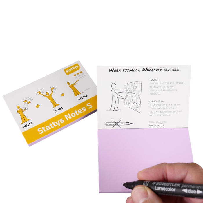 Stattys Notes S, pink, electrostatic self-adhesive moderation cards, self-adhesive notepaper, sticky magnetic notes, moderation card, stattys, sticky notes, statty, static notes, notepad, pad for drawing