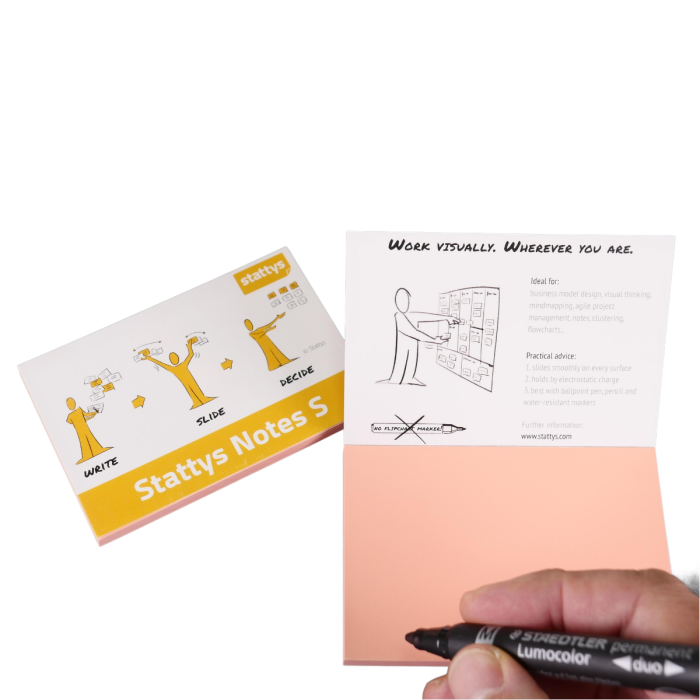 Stattys Notes S, green, electrostatic self-adhesive moderation cards, self-adhesive notepaper, sticky magnetic notes, moderation card, stattys, sticky notes, statty, static notes, notepad, pad for drawing