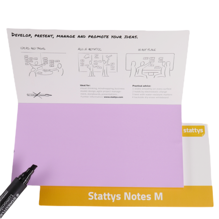 Stattys Notes M light violet, electrostatic self-adhesive moderation cards, self-adhesive notepaper, sticky magnetic notes, moderation card, stattys, sticky notes, statty, static notes, notepad, pad for drawing