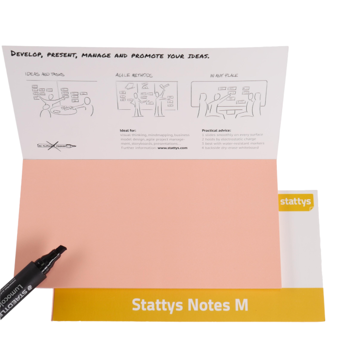 Stattys Notes M rose, electrostatic self-adhesive moderation cards, self-adhesive notepaper, sticky magnetic notes, moderation card, stattys, sticky notes, statty, static notes, notepad, pad for drawing

