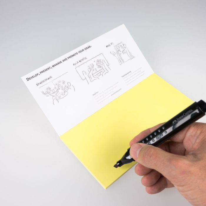 Stattys Notes M yellow, Electrostatic self-adhesive moderation cards, self-adhesive notepaper, sticky magnetic notes, moderation card, stattys, stickynotes, stattys notes, statty, electrostatic foil, notepad, pad for drawing, office set, static notepad
