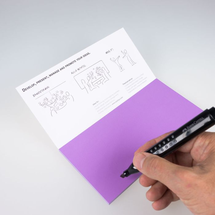 Stattys Notes M violet, Electrostatic self-adhesive moderation cards, self-adhesive notepaper, sticky magnetic notes, moderation card, stattys, stickynotes, stattys notes, statty, electrostatic foil, notepad, pad for drawing, office set, static notepad