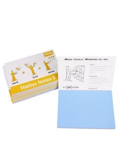 Stattys Notes S, pack of 5 in blue, electrostatic self-adhesive moderation cards, self-adhesive notepaper, sticky magnetic notes, moderation card, stattys, sticky notes, statty, static notes, notepad, pad for drawing