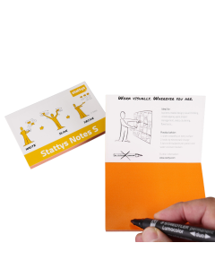 Stattys Notes S, orange, electrostatic self-adhesive moderation cards, self-adhesive notepaper, sticky magnetic notes, moderation card, stattys, sticky notes, statty, static notes, notepad, pad for drawing