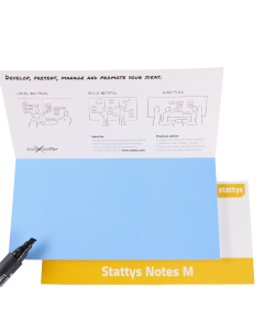 Stattys Notes M blue, electrostatic self-adhesive moderation cards, self-adhesive notepaper, sticky magnetic notes, moderation card, stattys, sticky notes, statty, static notes, notepad, pad for drawing
