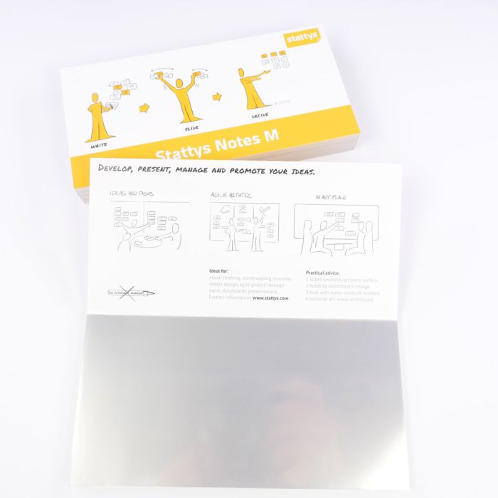 Set of 5 transparent, Electrostatic self-adhesive moderation cards, self-adhesive notepaper, sticky magnetic notes, moderation card, stattys, stickynotes, stattys notes, statty, electrostatic foil, notepad, pad for drawing, office set, static notepad