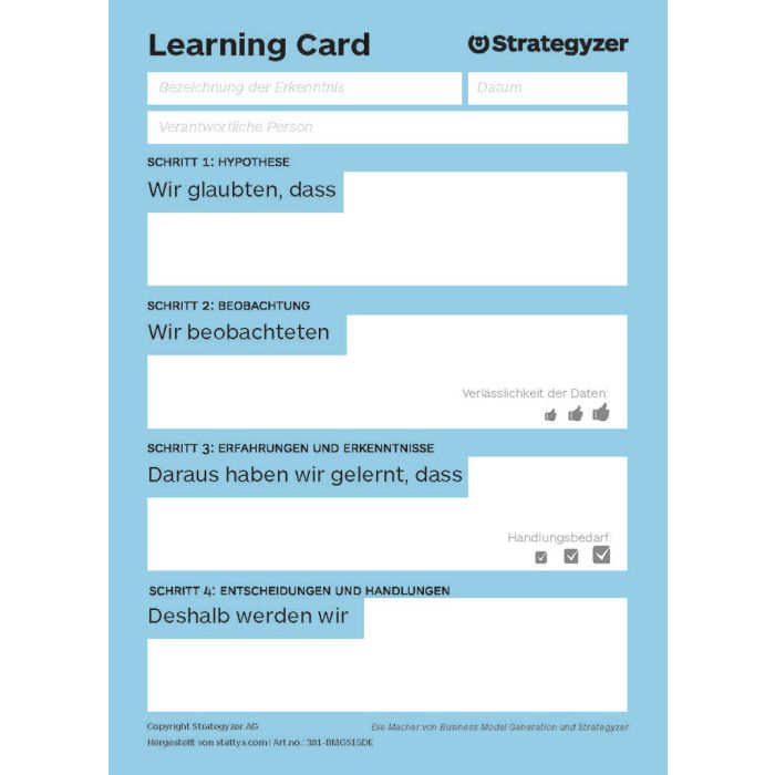 Strategyzer Business Model Learning Card A5 (DE)