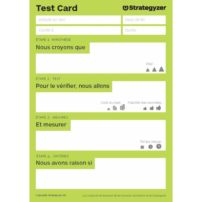 Strategyzer Business Model Test Cards A5 (FR)